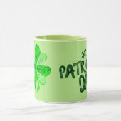 Mug Jour de la St Patrick, shamrock de paillettes vert (Centre)