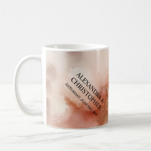 Mug Jour de Mariage Aquarelle Poussière d'Or Rose