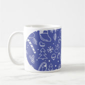 Mug Jour de Noël du Doodle Bleu - Festive & Fun (Gauche)
