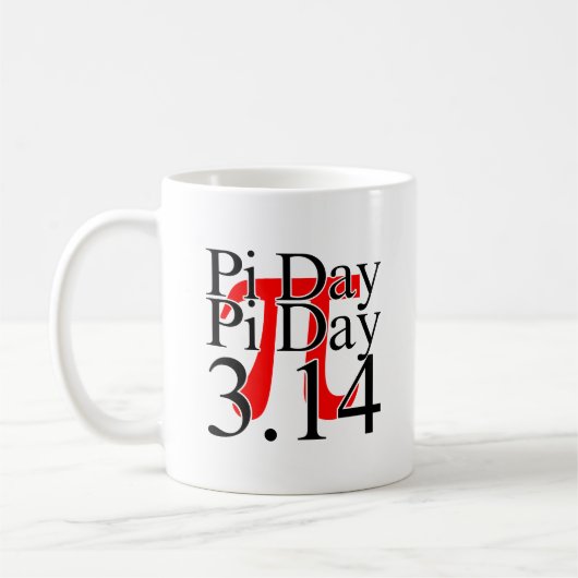 Mug Jour de Pi 3.14 Noir et Rouge (Gauche)