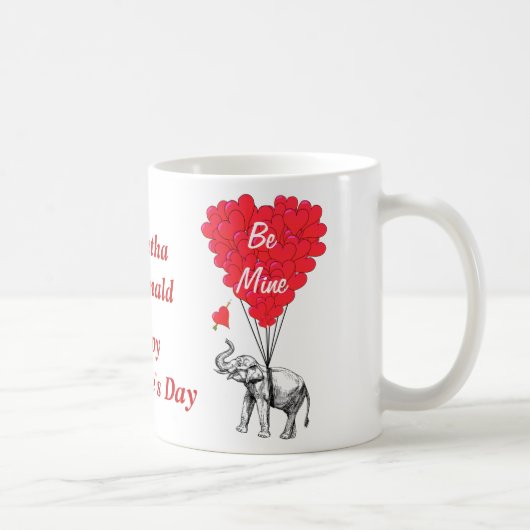 Mug Jour de Valentines pour éléphant personnalisé (Droite)