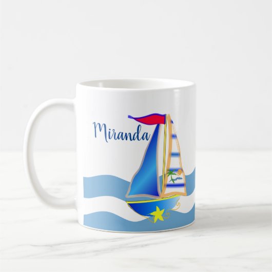 Mug Jour de voile ensoleillé Personnalisé (Gauche)