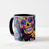 Mug Jour des crânes de sucre néon morts (Devant gauche)