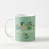 Mug Jour des mères florales Vert Vert Bleu (Gauche)