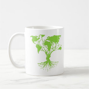 Mug Jour des terres mignon Carte du monde Arbre Pro En