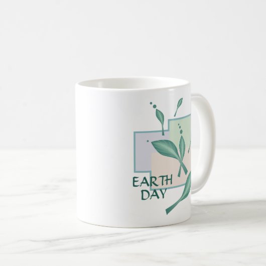 Mug Jour des terres Pastel Eco Feuilles Imaginaire ver (Devant droit)