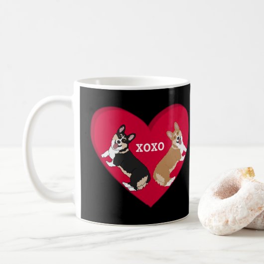 Mug Jour des Valentines Corgi (Avec donut)