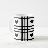 Mug Jour des Valentines des Coeurs Noirs et Blancs (Devant gauche)