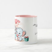 Mug Jour des Valentines du Coeur de l'Eléphant Cartoon (Centre)