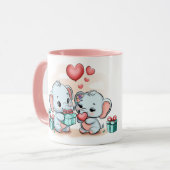 Mug Jour des Valentines du Coeur de l'Eléphant Cartoon (Devant gauche)