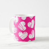 Mug Jour des Valentines du coeur rose et blanc moderne (Devant gauche)