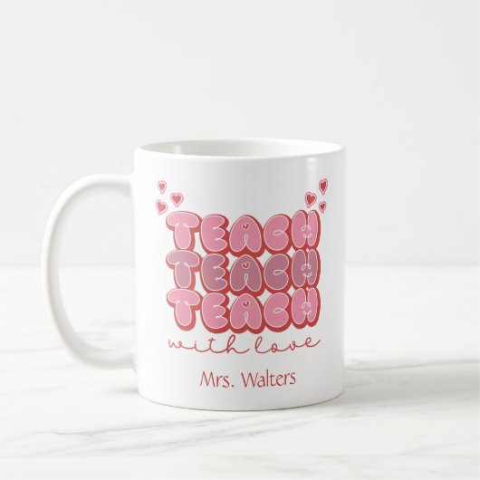 Mug Jour des Valentines Enseignant avec coeur d'amour (Gauche)