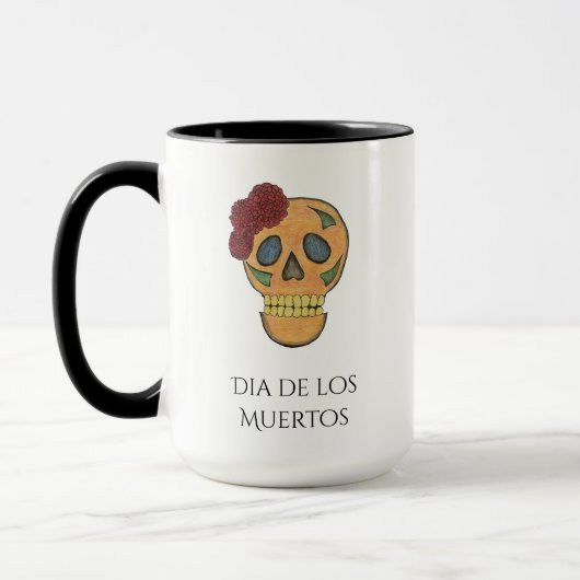 Mug Jour d'Halloween du crâne de sucre mort (Gauche)