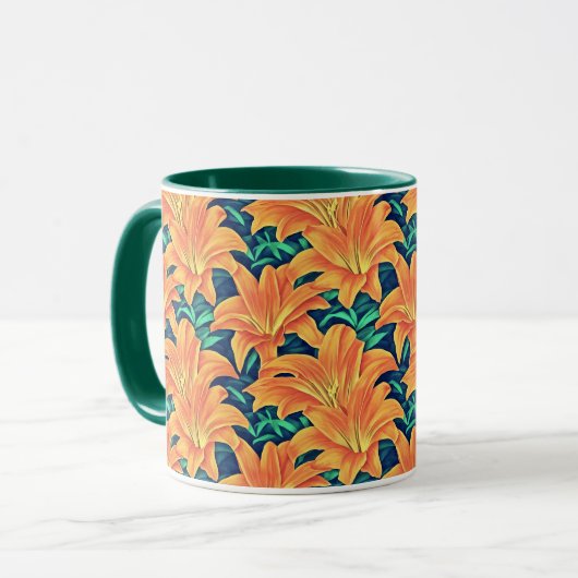 Mug Jour d'Orange avec des Feuilles verts (Devant gauche)