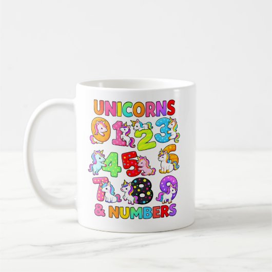 Mug Jour du Numéro Licorne Nombres Conception de Mathé (Gauche)