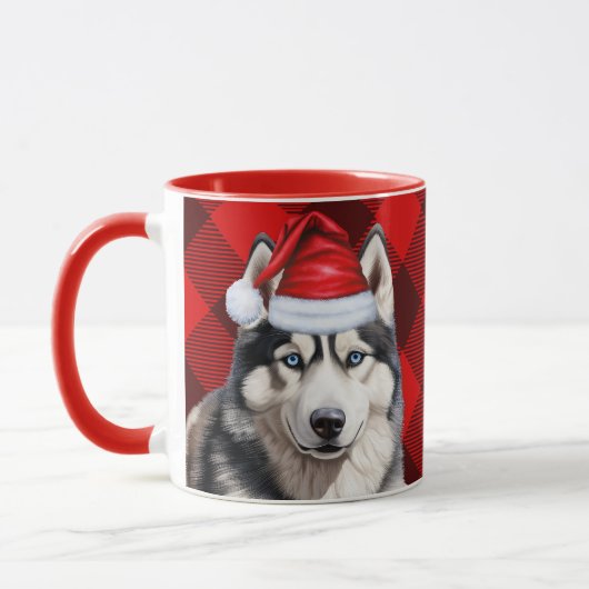 Mug Jour férié Buffalo Plaid Sibérien Husky Chien Noël (Gauche)