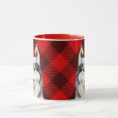 Mug Jour férié Buffalo Plaid Sibérien Husky Chien Noël (Centre)