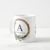 Mug Jour férié du script de couronne de feuillage mini (Devant gauche)