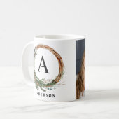 Mug Jour férié photo de feuillage minimal moderne (Devant gauche)