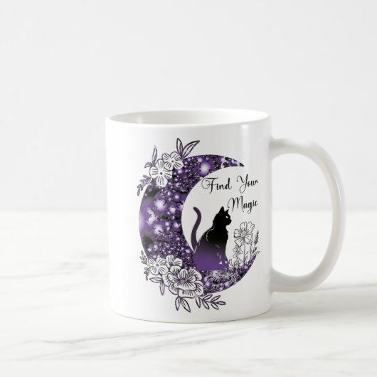 Mug Jour Graphique Mystique Céleste Noir Chat Lune (Droite)