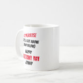 Mug Jour heureux de vasectomie de Congrats pour le nom (Devant gauche)