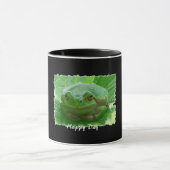 Mug Jour heureux - grenouille verte sur la feuille (Centre)