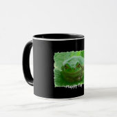 Mug Jour heureux - grenouille verte sur la feuille (Devant gauche)