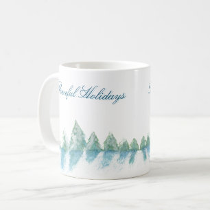 Mug Jour paisible d'hiver Forêt Arbre Aquarelle Noël