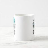 Mug Jour turquoise mignon du hibou mort de crâne de (Centre)