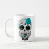 Mug Jour turquoise mignon du hibou mort de crâne de (Gauche)