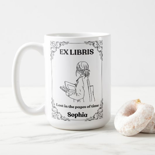 Mug Journal de lecture personnalisé Dark Academia Ex L (Avec donut)