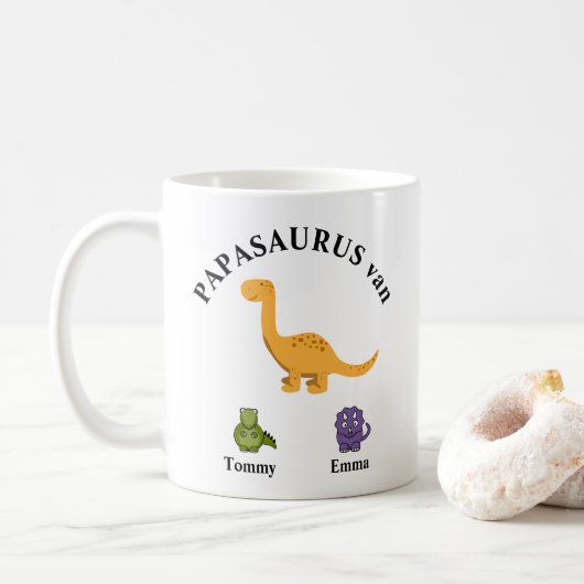 Mug Journée de paternité cadeau papasaure mok (Avec donut)