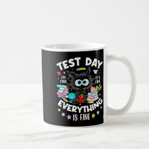 Mug Journée de test drôle chat stressé enseignant élèv