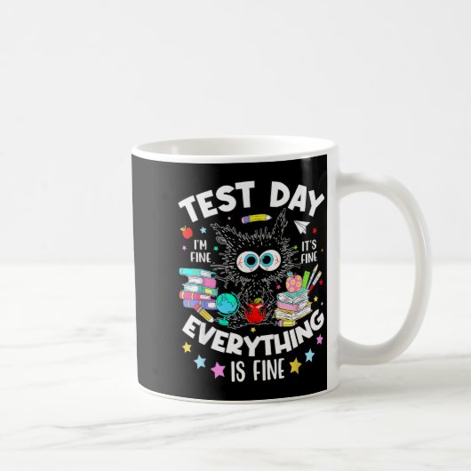 Mug Journée de test drôle chat stressé enseignant élèv (Droite)