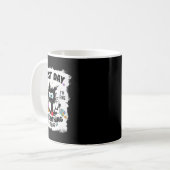 Mug Journée de test drôle chat stressé enseignant élèv (Devant gauche)