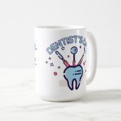 Mug Journée des dentistes rétro, outils dentaires et d (Devant droit)