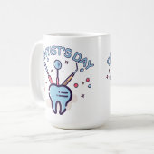 Mug Journée des dentistes rétro, outils dentaires et d (Devant gauche)