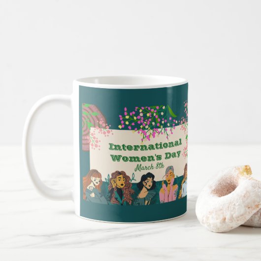 Mug Journée internationale de la femme 8 mars Floral (Avec donut)