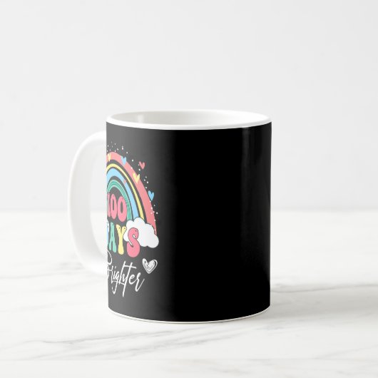 Mug Jours Brighter Rainbow enseignant élève 100e jour (Devant gauche)