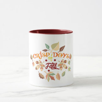 Mug Jours Crayeux de Typographie de Feuilles d'Automne