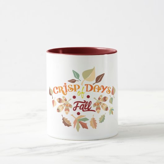 Mug Jours Crayeux de Typographie de Feuilles d'Automne (Centre)