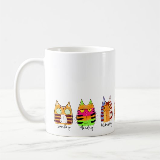 Mug Jours de la semaine Chat drôle jours (Gauche)