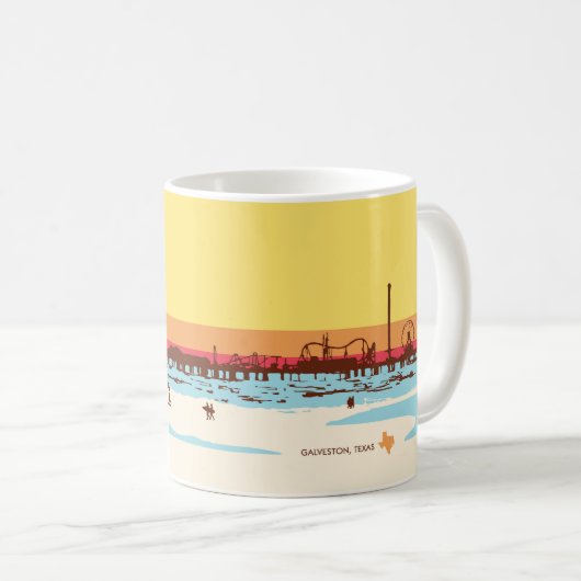 Mug Jours de surf - Île Galveston, Jetée de plaisance (Devant droit)
