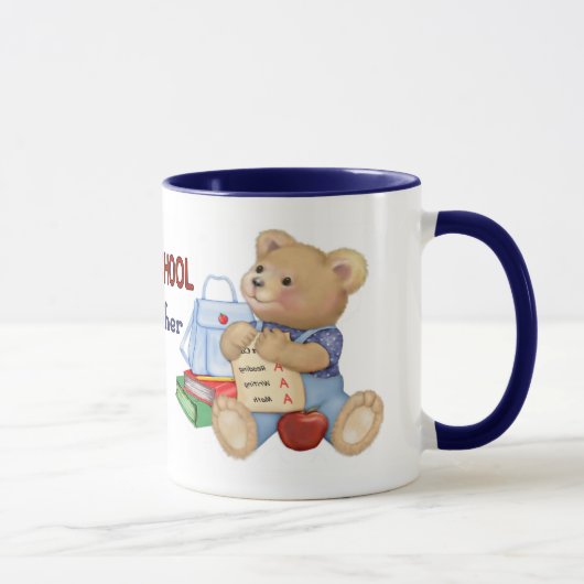 Mug Jours scolaires Teddy - Enseignant préscolaire (Droite)