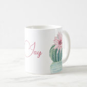 Mug Joy Citation Vert Cactus Rose Succulent Fleur (Devant droit)