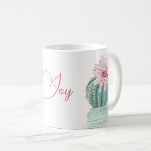 Mug Joy Citation Vert Cactus Rose Succulent Fleur (Devant droit)