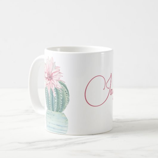 Mug Joy Citation Vert Cactus Rose Succulent Fleur (Devant gauche)