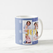 Mug Joy Gold Blue Family Photo Collage Noël (Devant droit)