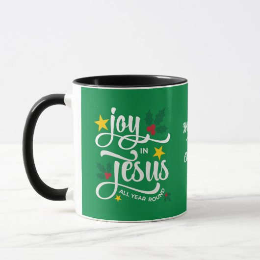 Mug Joy in Jesus Christian Christmas Family Name (Gauche)
