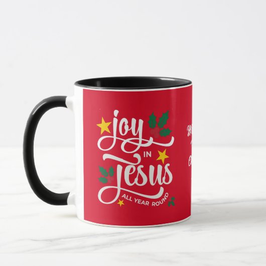 Mug JOY IN JESUS Family Name Christian Christmas (Gauche)
